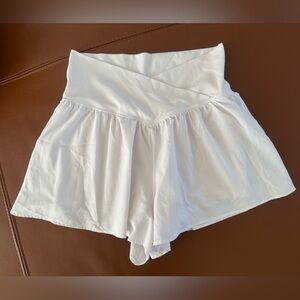 Aerie White Shorts Built in Skort Flowy Stretchy High Waist Crossover